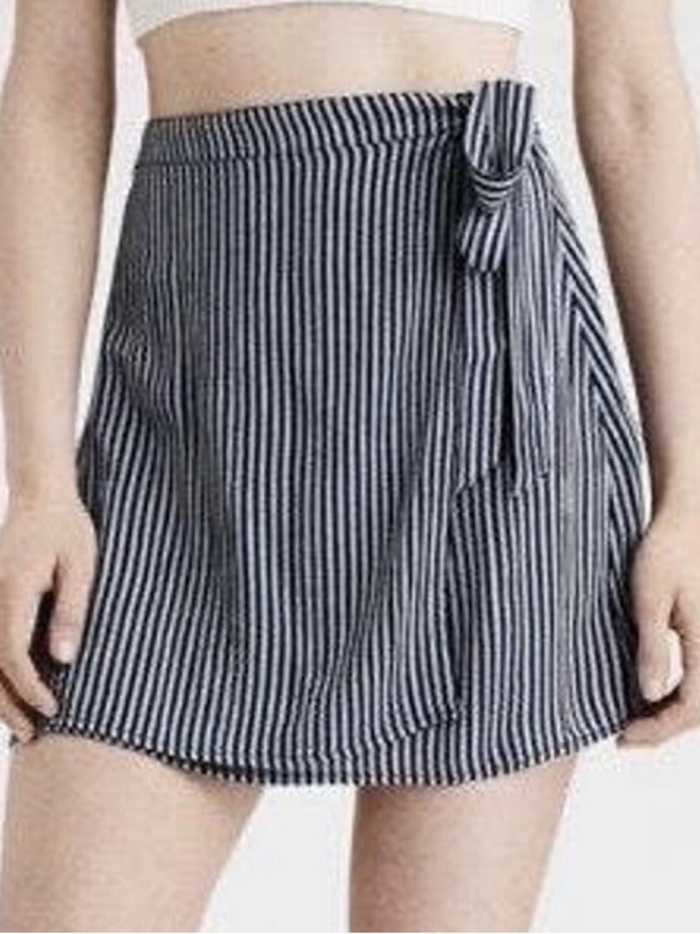 American Eagle Striped Navy Blue Wrap Skirt NWT Size Medium Long